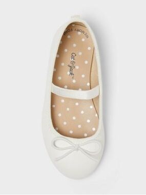 Cat & Jack Girls Ivory Ballet Flats with Bow Strap Size 10